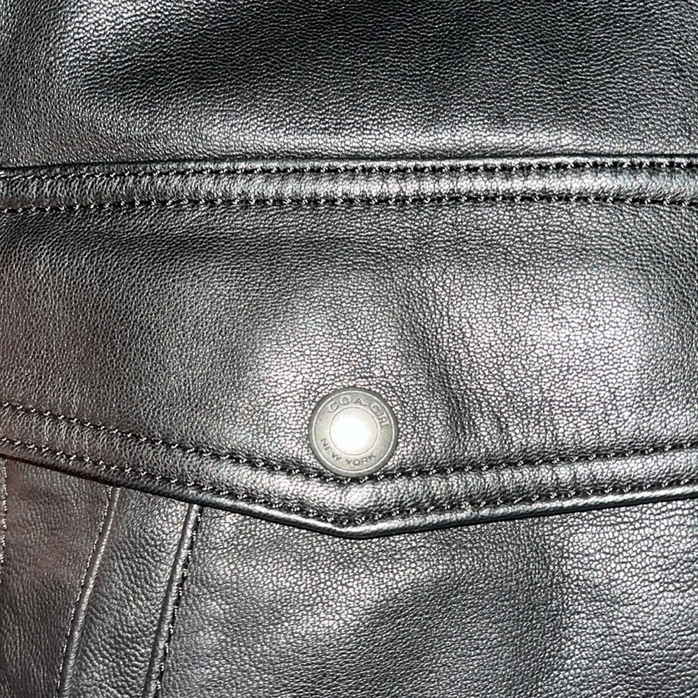 COACH Men’s Goat Leather Moto Jacket - Picture 7 of 16